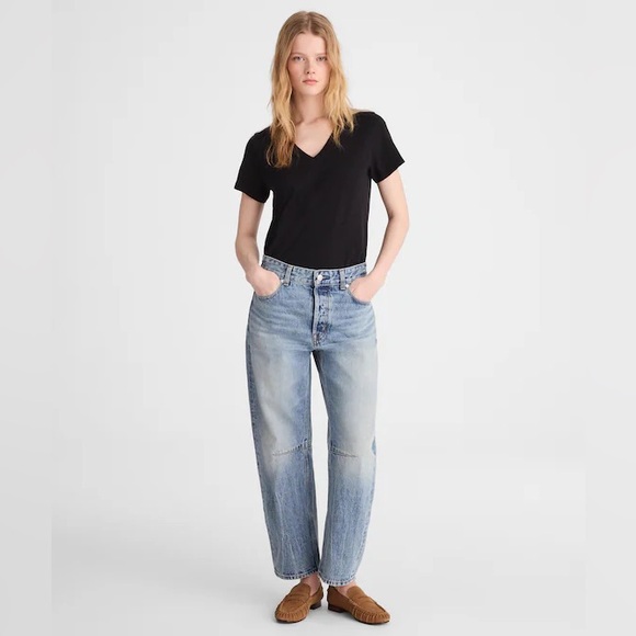 Madewell Denim - Madewell Darted Barrel Leg Dobbins Blue Button Fly Denim Jeans Womens 27 (32x26)